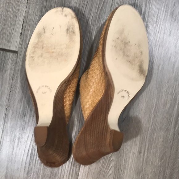 Eddie Bauer Braided Leather Wedge Natural Leather Mules size 12M - Picture 8 of 10